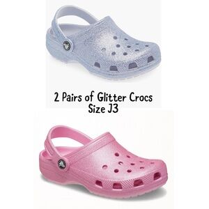 CROCS Kids Glitter Clogs in Pink & Light Blue-Size J3